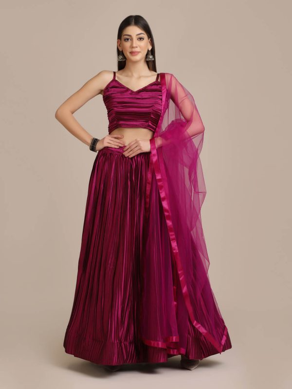 Satin Purple Lehenga