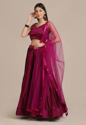 Satin Purple Lehenga