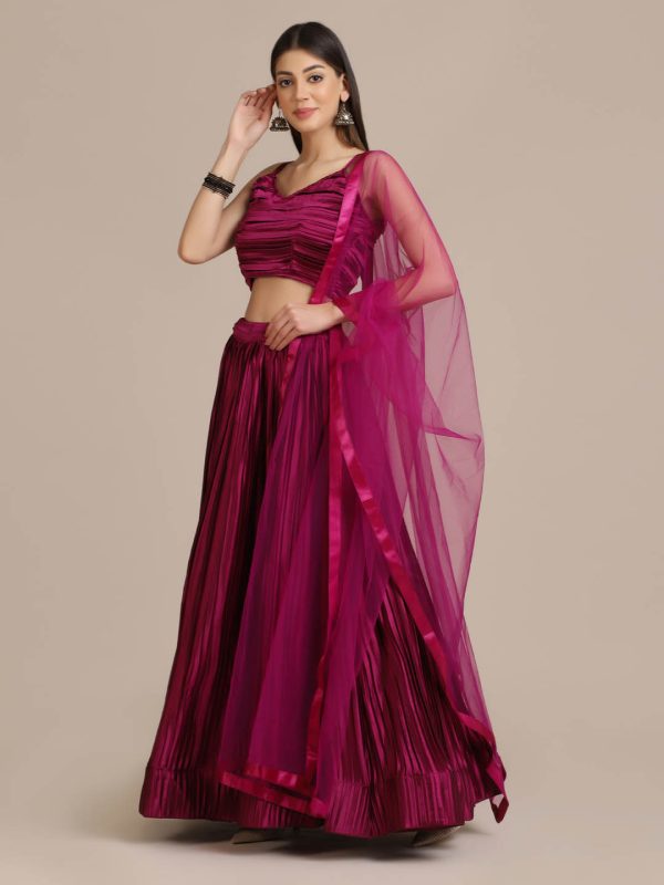 Satin Purple Lehenga