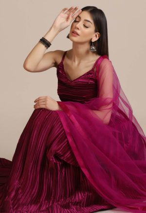 Satin Purple Lehenga