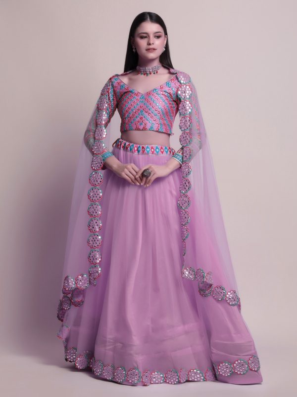 Charming Purple Silk Lehenga Set