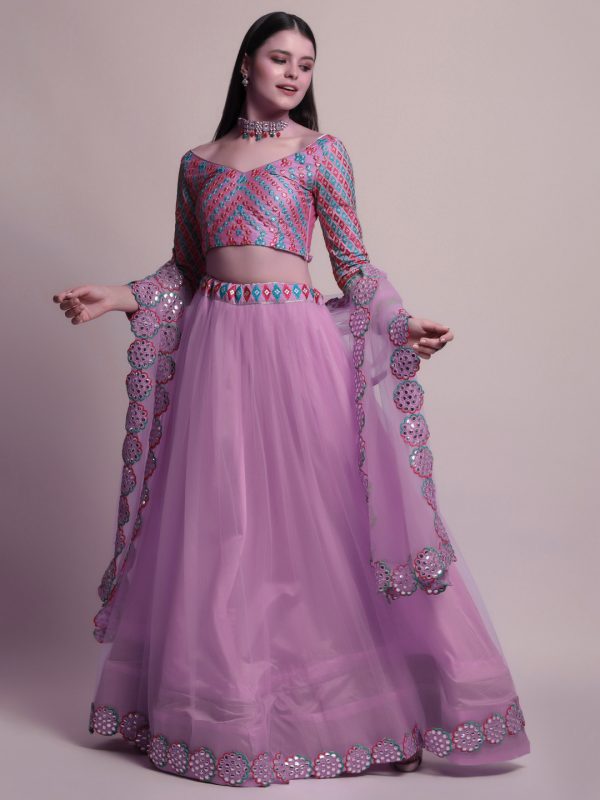 Charming Purple Silk Lehenga Set