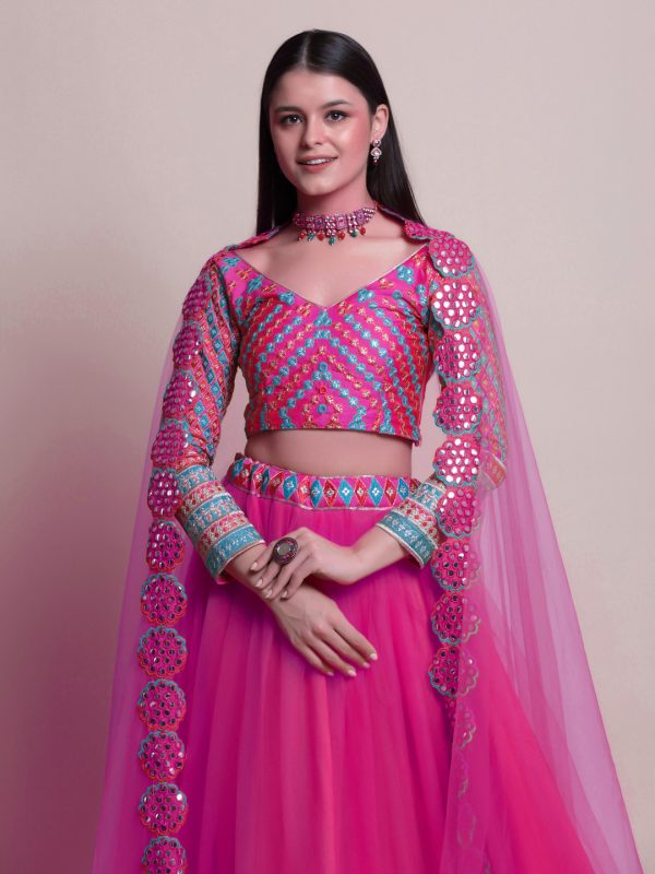 Charming Pink Silk Lehenga Set