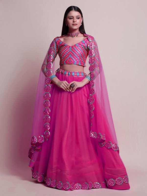 Charming Pink Silk Lehenga Set