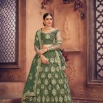 Green Net Embellished Lehenga