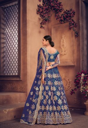 Blue Net Embellished Lehenga