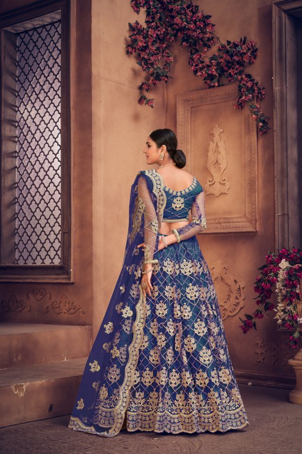 Blue Net Embellished Lehenga