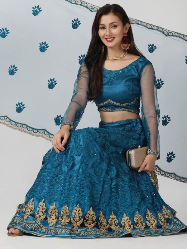 Net Rama Lehenga Choli