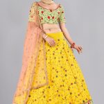 Floral Embroidered Yellow Lehenga Choli