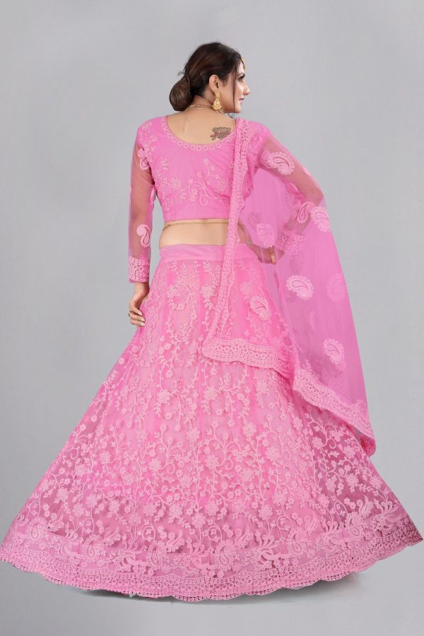 Pink Net Fabric Lehenga Choli