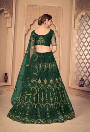 Net Dark Green Lehenga