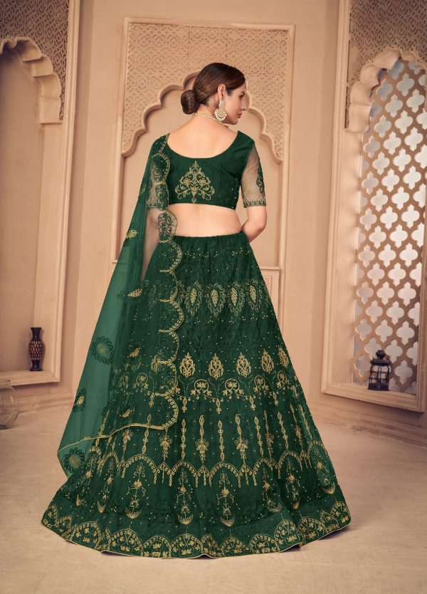 Net Dark Green Lehenga