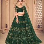 Net Dark Green Lehenga