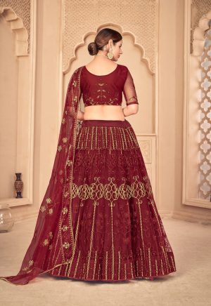 Maroon and Gold Bridal Lehenga