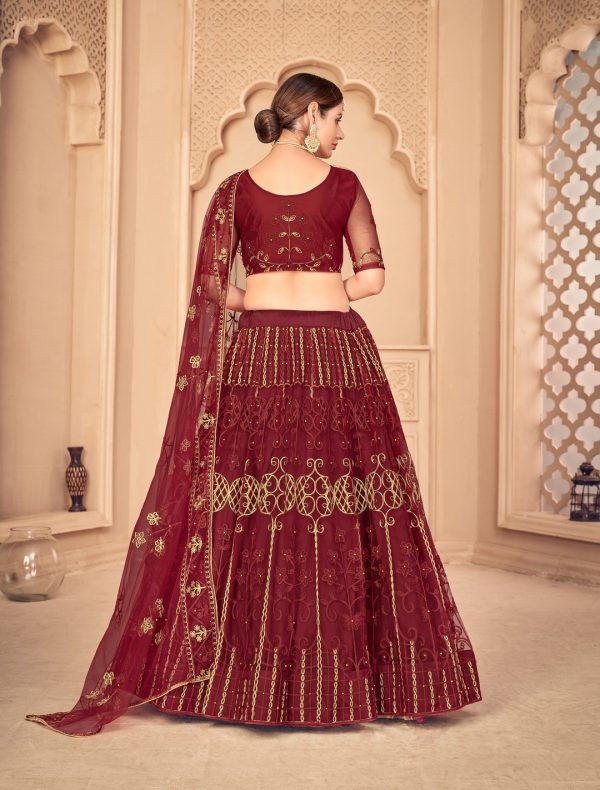 Maroon and Gold Bridal Lehenga