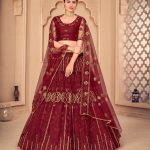 Maroon and Gold Bridal Lehenga