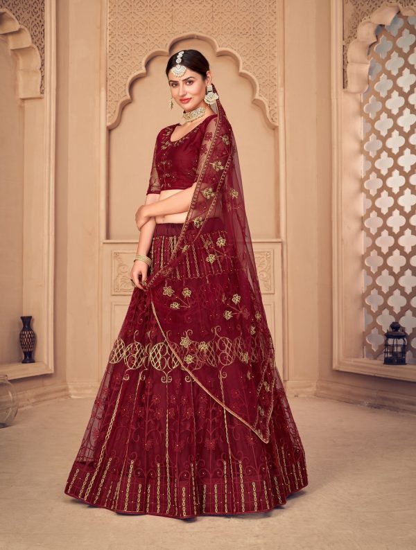 Maroon and Gold Bridal Lehenga