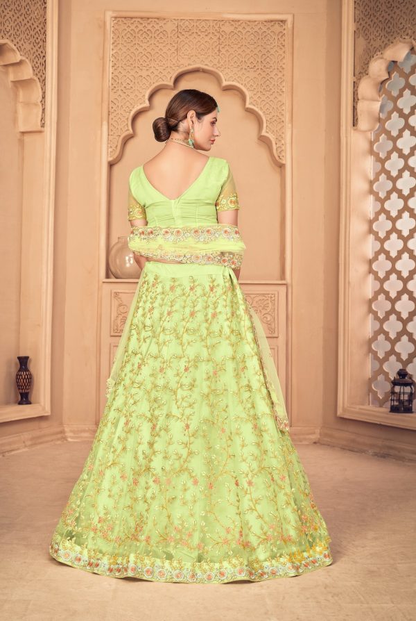 Pista Green Embroidered Lehenga