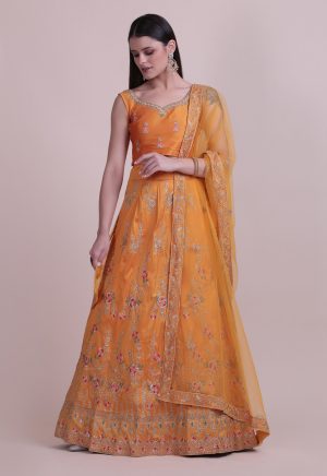 Yellow Stone Work Lehenga Choli