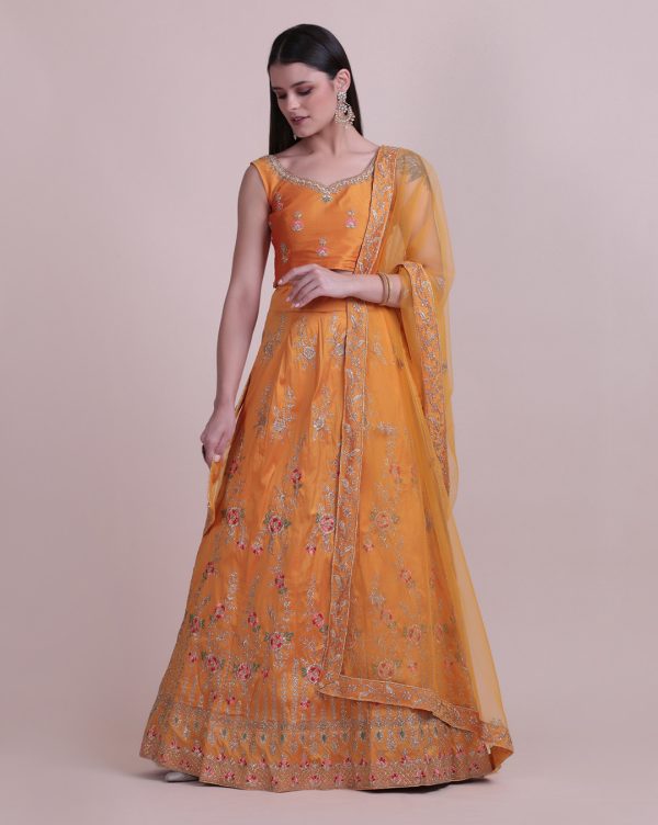 Yellow Stone Work Lehenga Choli