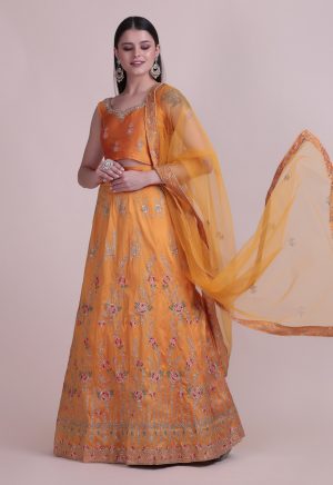 Yellow Stone Work Lehenga Choli