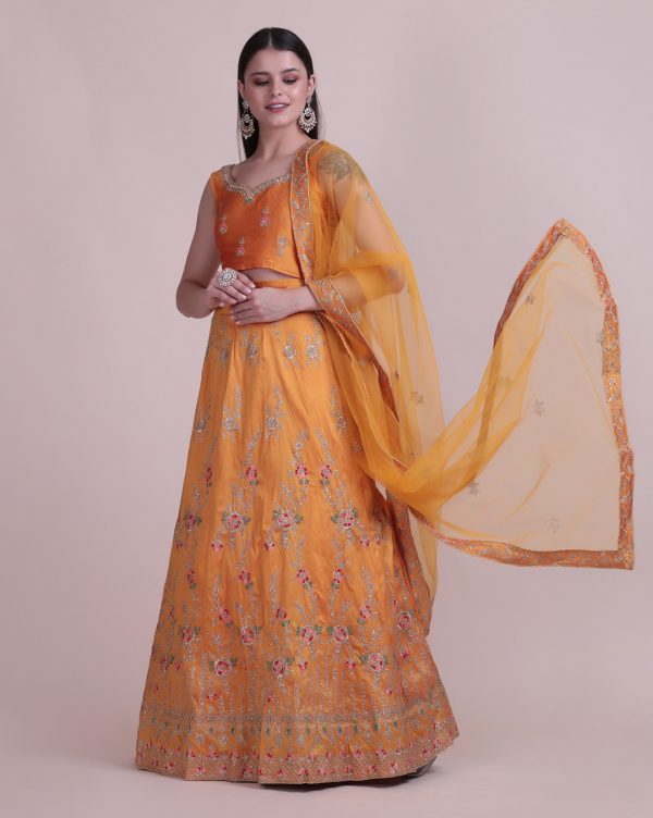 Yellow Stone Work Lehenga Choli