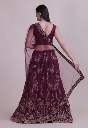 Purple Stone Work Lehenga