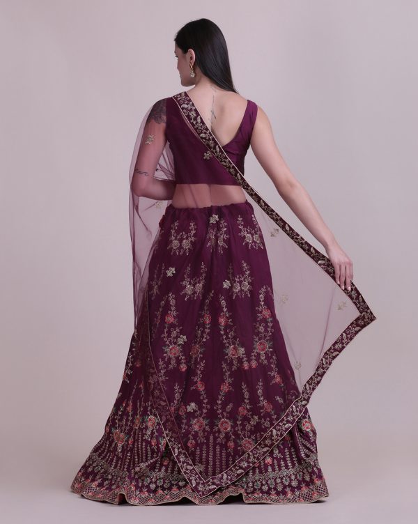 Purple Stone Work Lehenga