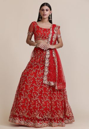 Gold and Red Bridal Lehenga