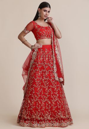 Gold and Red Bridal Lehenga