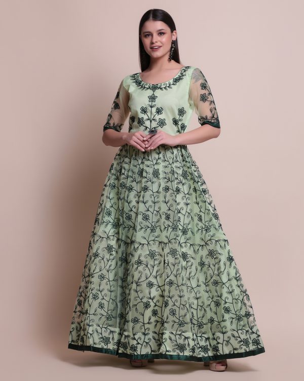 Lamon Green Net Anarkali Suit