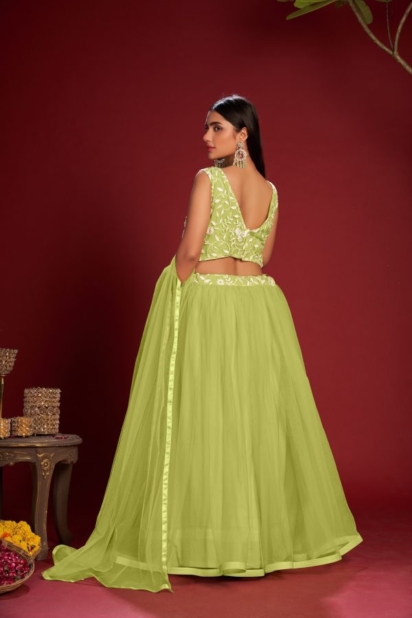 Lime Green Net Lehenga