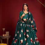 Green Floral Printed Lehenga Choli