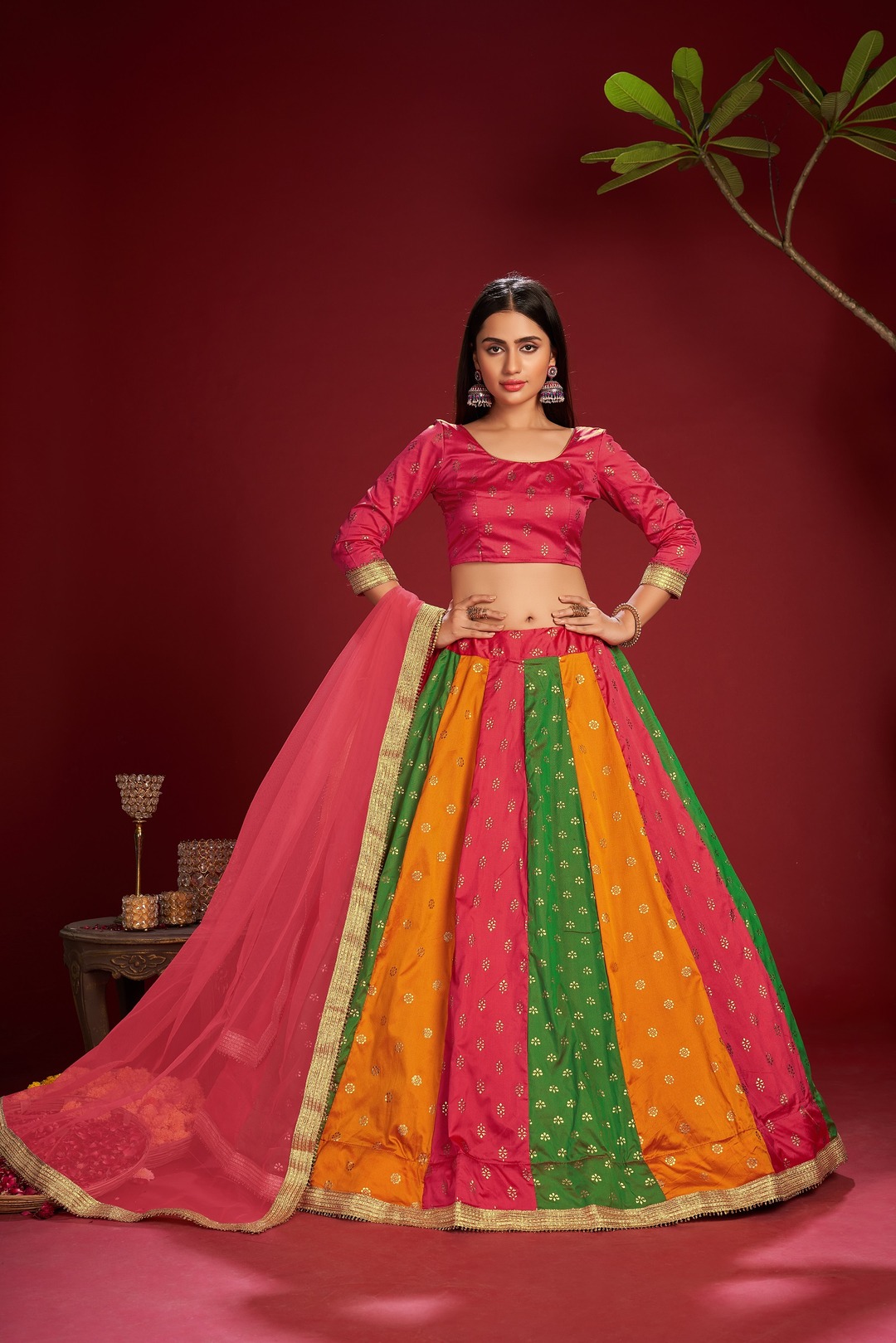 Taffeta Silk Foil Printed Lehenga Choli