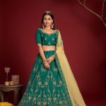 Green Taffeta Silk Lehenga Choli