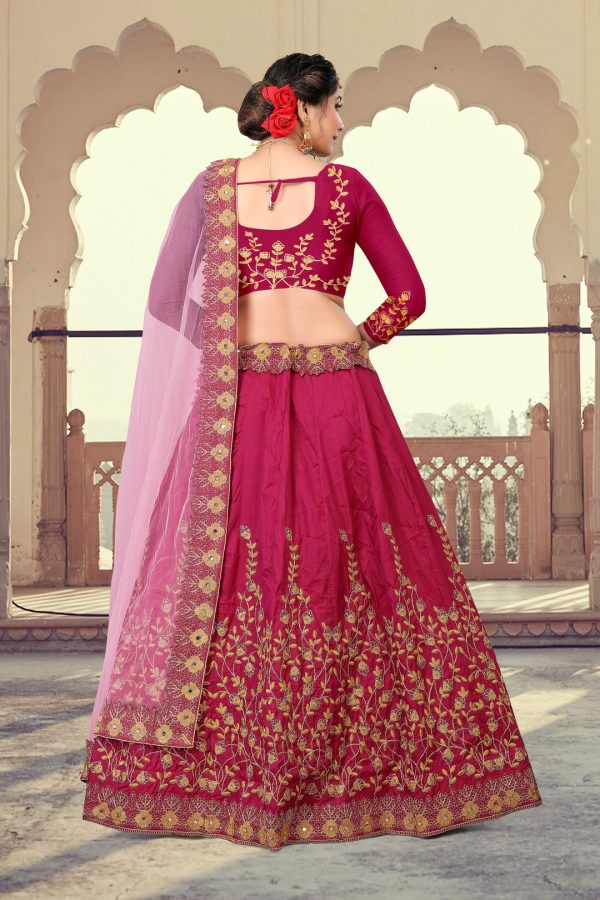 Pink Taffeta Silk Lehenga Choli