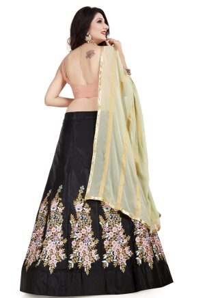 Black Taffeta Silk Lehenga Choli