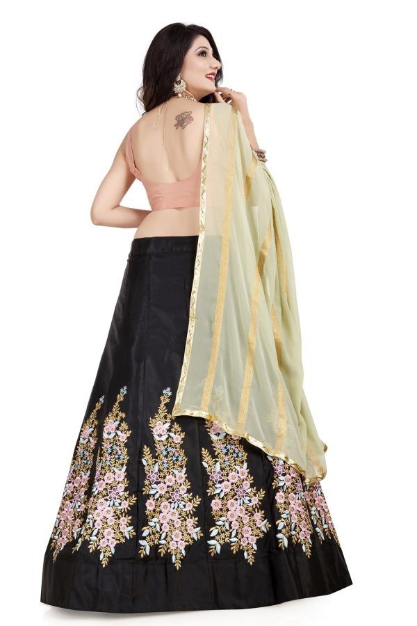 Black Taffeta Silk Lehenga Choli