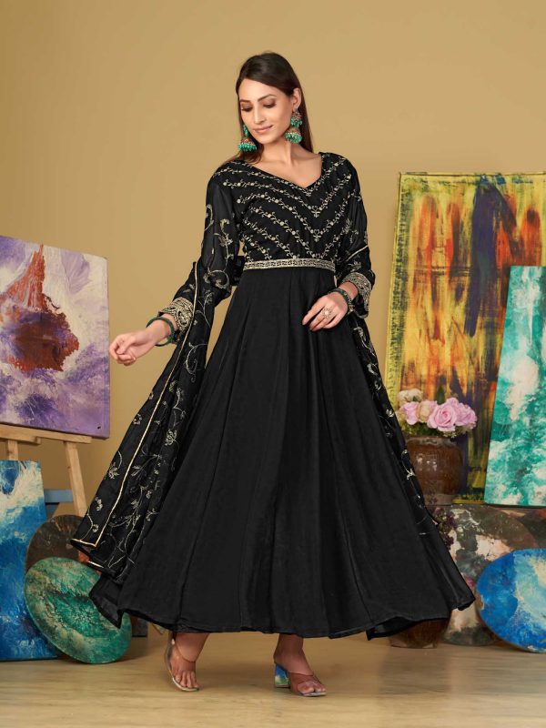 Black Anarkali Suit In Georgette