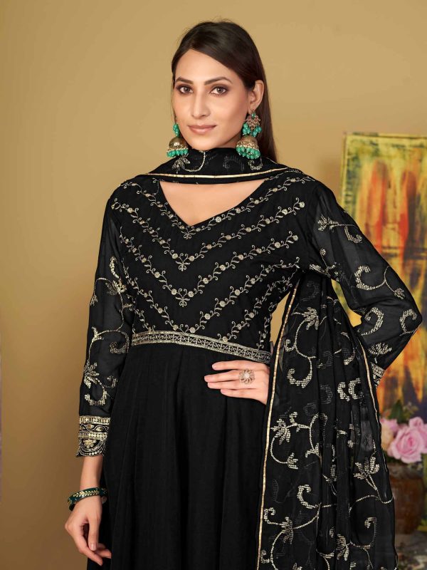 Black Anarkali Suit In Georgette