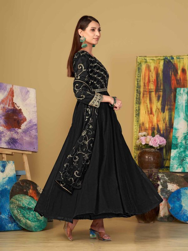 Black Anarkali Suit In Georgette