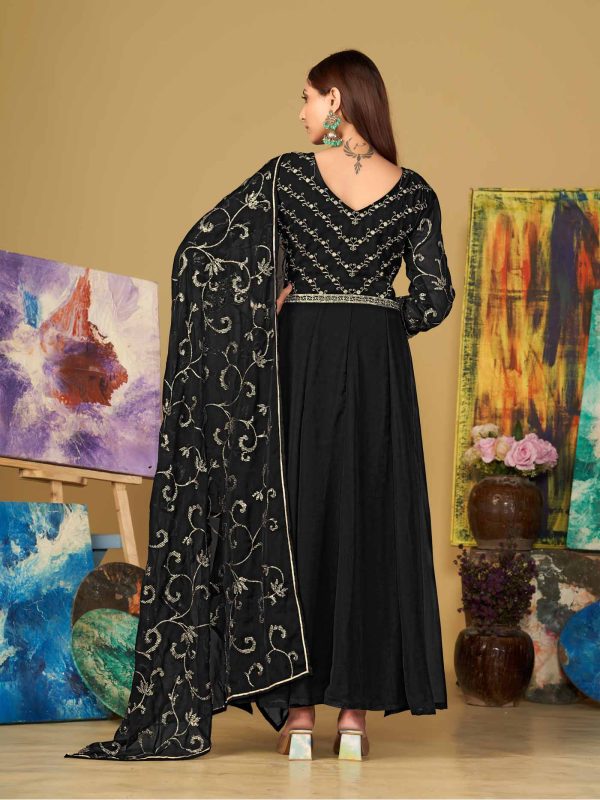 Black Anarkali Suit In Georgette