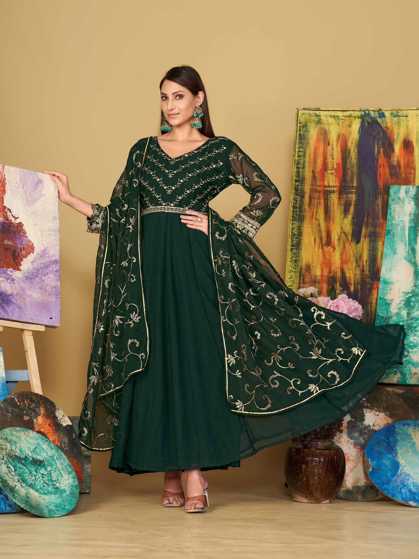 Green Anarkali Suit