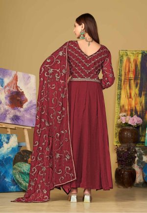 Maroon Anarkali Suit In Georgette