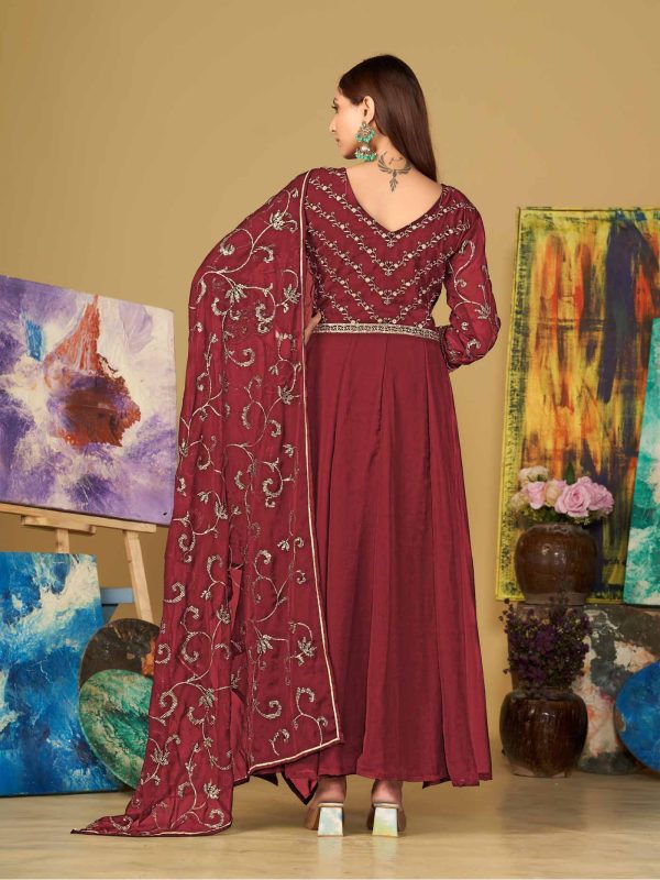 Maroon Anarkali Suit In Georgette