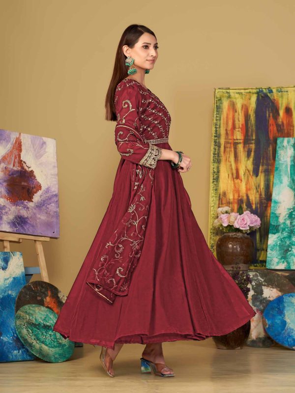 Maroon Anarkali Suit In Georgette