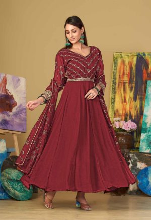 Maroon Anarkali Suit In Georgette