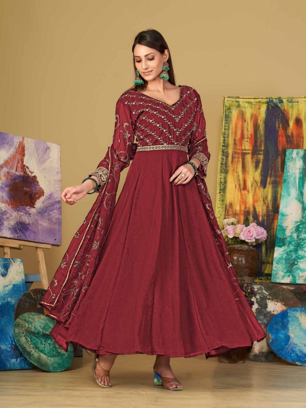 Maroon Anarkali Suit In Georgette