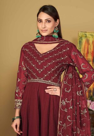 Maroon Anarkali Suit In Georgette