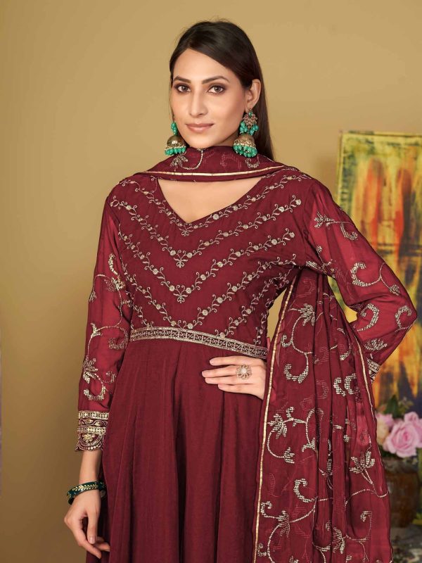 Maroon Anarkali Suit In Georgette